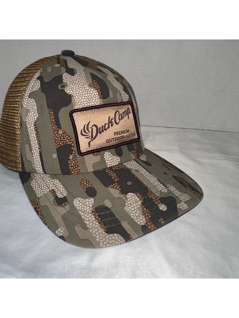Duck Camp Camo Trucker Hat Brown Tan Hunting Fishing Outdoor Snapback One Size